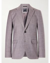 ZEGNA - Prince Of Wales Checked Wool, Silk And Linen-Blend Suit Jacket - Lyst
