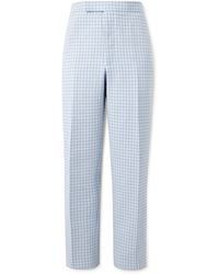 Thom Browne - Straight-leg Checked Cotton-blend Crepe Trousers - Lyst