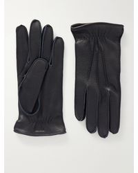 ZEGNA - Logo-Embossed Full-Grain Leather Gloves - Lyst