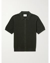 NN07 - Gustav 600160 Textured Organic Cotton Zip-Up Polo Shirt - Lyst