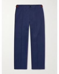 Nicholas Daley - Straight-Leg Pleated Jacquard-Trimmed Cotton-Twill Trousers - Lyst