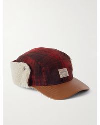 Polo Ralph Lauren - Polo Country Logo-Appliquéd Checked Leather-Trimmed Fleece And Wool Hat - Lyst
