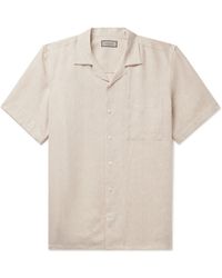 Canali - Camp-collar Linen-jacquard Shirt - Lyst
