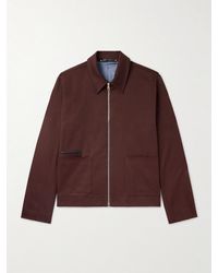 Paul Smith - Leather-Trimmed Cotton-Blend Twill Harrington Jacket - Lyst