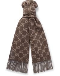 Gucci - Fringed Logo-Jacquard Cashmere Scarf - Lyst