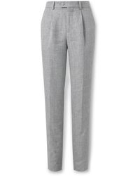 Brunello Cucinelli - Straight-leg Pleated Puppytooth Linen Suit Trousers - Lyst