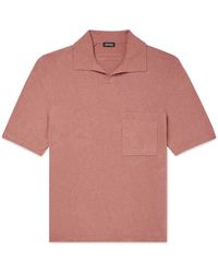 ZEGNA - Knitted Cotton-blend Polo Shirt - Lyst