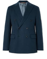 Canali - Double-Breasted Brushed Wool And Cashmere-Blend Blazer - Lyst