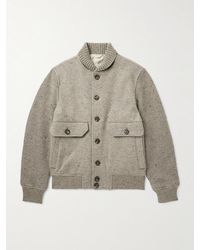 Eleventy - Shawl-Collar Wool And Cashmere-Blend Bomber Jacket - Lyst