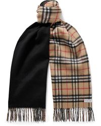 Burberry - Reversible Fringed Checked Cashmere Scarf - Lyst