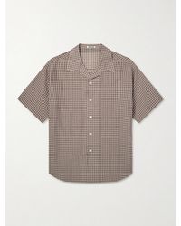 AURALEE - Camp-Collar Checked Cotton Shirt - Lyst