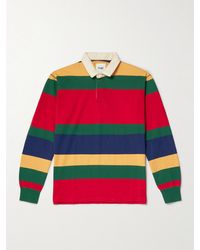 Drake's - Him Twill-Trimmed Striped Cotton-Jersey Polo Shirt - Lyst