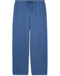 Universal Works - Cropped Tapered Herringbone Cotton Drawstring Trousers - Lyst