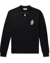 JW Anderson - Logo-appliquéd Cotton-jersey Half-zip Sweatshirt - Lyst