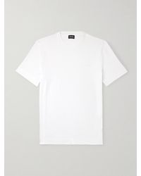 ZEGNA - Slim-fit Logo-embroidered Cotton-jersey T-shirt - Lyst