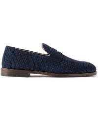 Brunello Cucinelli - Woven Suede Penny Loafers - Lyst