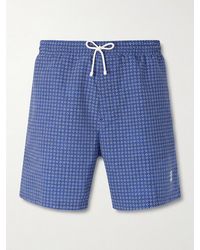 Brunello Cucinelli - Straight-Leg Mid-Length Logo-Embroidered Printed Swim Shorts - Lyst
