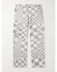 ERL - Straight-leg Distressed Checked Cotton-canvas Cargo Trousers - Lyst