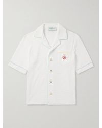 Casablanca - Camp-collar Logo-appliquéd Monogrammed Cotton-blend Terry Shirt - Lyst