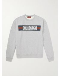 Gucci - Logo-Embroidered Printed Cotton-Jersey Sweatshirt - Lyst