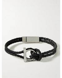 Ferragamo - Logo-embellished Leather And Silver-tone Bracelet - Lyst