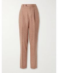 Brunello Cucinelli - Straight-Leg Pleated Herringbone Wool And Cashmere-Blend Trousers - Lyst