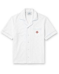 Casablancabrand - Camp-collar Logo-jacquard Cotton-blend Terry Shirt - Lyst