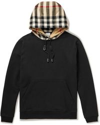 Burberry - Checked Cotton-jersey Hoodie - Lyst