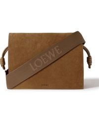 Loewe - Flamenco Leather-trimmed Suede Messenger Bag - Lyst