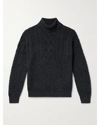RRL - Cable-knit Cotton And Wool-blend Rollneck Sweater - Lyst