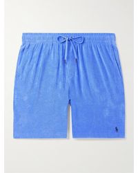 Polo Ralph Lauren - Shorts a gamba dritta in spugna di misto cotone con coulisse e logo ricamato - Lyst
