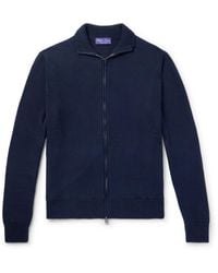 Ralph Lauren - Silk And Cotton-Blend Zip-Up Cardigan - Lyst