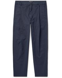 Barena - Straight-Leg Pleated Garment-Dyed Stretch-Cotton Gabardine Trousers - Lyst