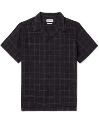 Oliver Spencer - Camp-collar Checked Cotton And Linen-blend Shirt - Lyst
