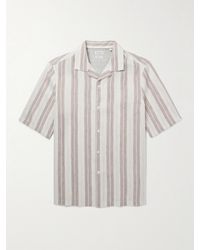 Brunello Cucinelli - Camp-collar Striped Linen And Lyocell-blend Shirt - Lyst