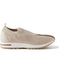 Loro Piana - 360 Lp Flexy Walk Leather-trimmed Linen And Silk-blend Slip-on Sneakers - Lyst