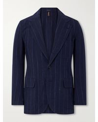 Drake's - Games Pinstriped Linen And Cotton-blend Suit Jacket - Lyst