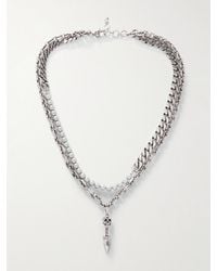 Alexander McQueen - Collana con catena in metallo argentato con perle sintetiche Skull - Lyst