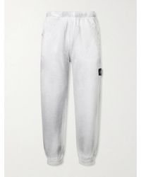 Stone Island - Tapered Reflective Organic Cotton Fleece Sweatpants - Lyst
