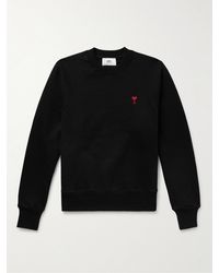 Ami Paris - Logo-embroidered Cotton-blend Jersey Sweatshirt - Lyst