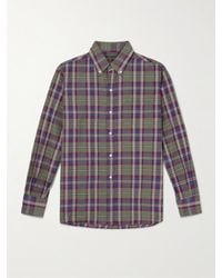 Beams Plus - Hemd aus kariertem Baumwoll-Madras mit Button-Down-Kragen - Lyst