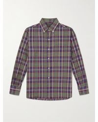 Beams Plus - Button-down Collar Checked Cotton-madras Shirt - Lyst