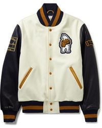 Golden Bear - The Albany Logo-appliqued Wool-blend And Leather Bomber Jacket - Lyst