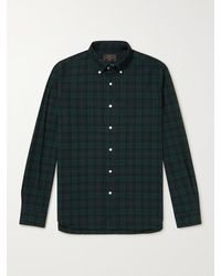 Beams Plus Button-down Collar Checked Cotton-poplin Shirt - Green