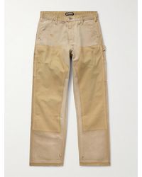 CHERRY LA - Straight-Leg Distressed Cotton-Canvas Trousers - Lyst