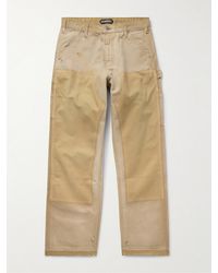 CHERRY LA - Straight-leg Distressed Cotton-canvas Trousers - Lyst