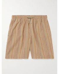 YMC - Jay Straight-leg Striped Cotton-jacquard Drawstring Shorts - Lyst