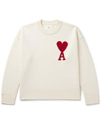 Ami Paris - Adc Logo-intarsia Virgin Wool Sweater - Lyst