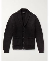 Tom Ford - Shawl-collar Cable-knit Cashmere And Mohair-blend Cardigan - Lyst
