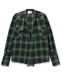 Greg Lauren - Shawl-collar Checked Cotton-flannel Western Shirt - Lyst
